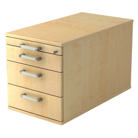 Caisson bureau sur roulettes SIGNA TC30 aspect érable avec quatre tiroirs et poignées chromées de hjh OFFICE PRO