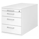 Caisson bureau sur roulettes SIGNA TC30 blanc avec quatre tiroirs et poignées en métal argenté de hjh OFFICE PRO