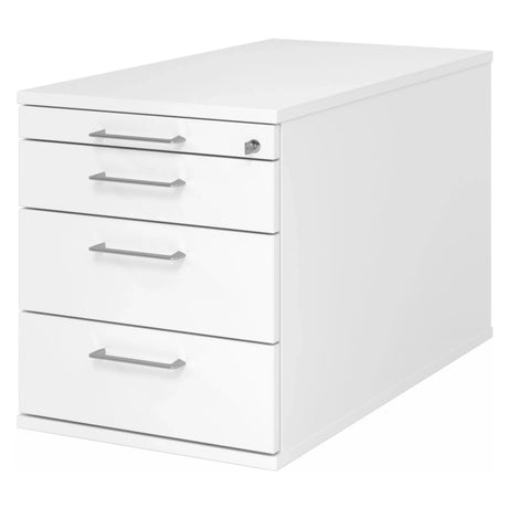 Caisson bureau sur roulettes SIGNA TC30 blanc avec quatre tiroirs et poignées en métal argenté de hjh OFFICE PRO