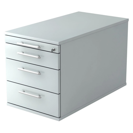 Caisson bureau sur roulettes SIGNA TC30 gris en plastique avec quatre tiroirs et poignées tubulaires de hjh OFFICE PRO
