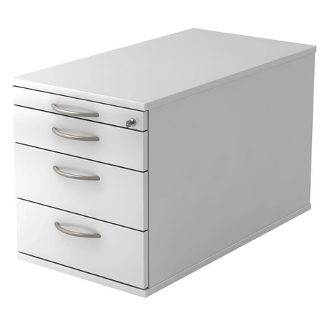 Caisson bureau sur roulettes SIGNA TC30 en métal blanc avec quatre tiroirs et poignées incurvées de hjh OFFICE PRO