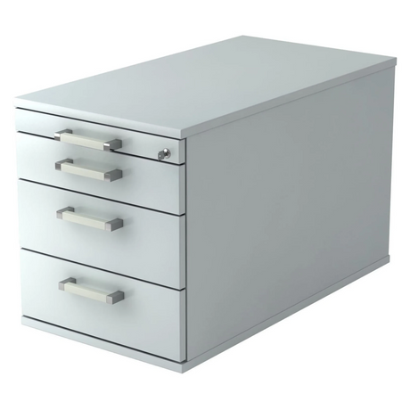 Caisson bureau sur roulettes SIGNA TC30 gris en métal avec quatre tiroirs et poignées chromées de hjh OFFICE PRO