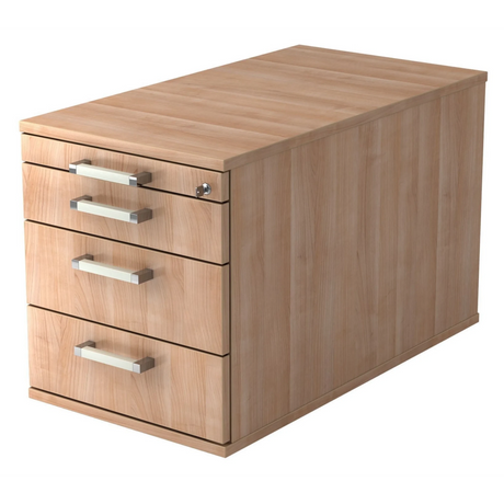Caisson bureau sur roulettes SIGNA TC30 aspect noyer avec quatre tiroirs et poignées chromées de hjh OFFICE PRO