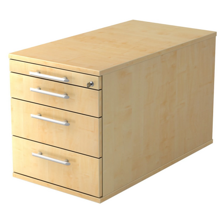 Caisson bureau sur roulettes SIGNA TC30 effet érable avec quatre tiroirs et poignées tubulaires de hjh OFFICE PRO