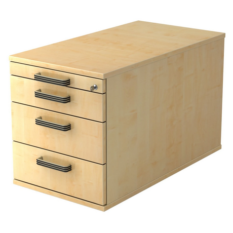 Caisson bureau sur roulettes SIGNA TC30 aspect érable avec quatre tiroirs et poignées rayées de hjh OFFICE PRO