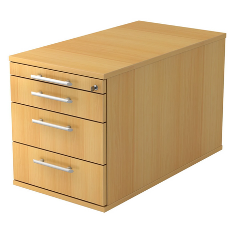 Caisson bureau sur roulettes SIGNA TC30 décor hêtre avec quatre tiroirs et poignées tubes de hjh OFFICE PRO