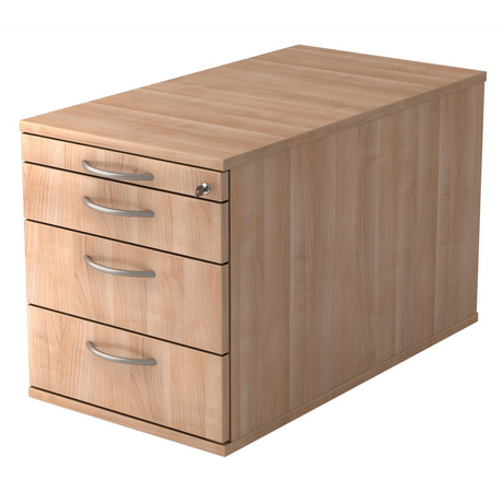 Caisson bureau sur roulettes SIGNA TC30 aspect noyer avec quatre tiroirs et poignées incurvées de hjh OFFICE PRO