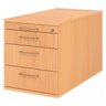 Caisson bureau sur roulettes SIGNA TC30 aspect hêtre avec trois tiroirs et poignées tubulaires en métal de hjh OFFICE PRO