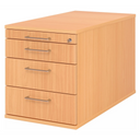 Caisson bureau sur roulettes SIGNA TC30 aspect hêtre avec trois tiroirs et poignées tubulaires en métal de hjh OFFICE PRO