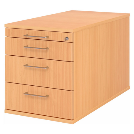 Caisson bureau sur roulettes SIGNA TC30 aspect hêtre avec trois tiroirs et poignées tubulaires en métal de hjh OFFICE PRO