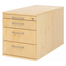 Caisson bureau sur roulettes SIGNA TC30 aspect érable avec quatre tiroirs et poignées incurvées argentées de hjh OFFICE PRO