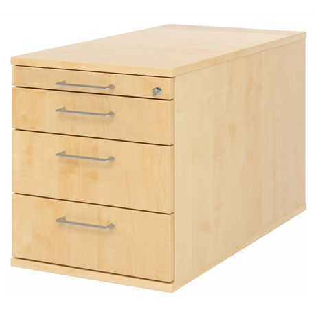 Caisson bureau sur roulettes SIGNA TC30 aspect érable avec quatre tiroirs et poignées incurvées argentées de hjh OFFICE PRO