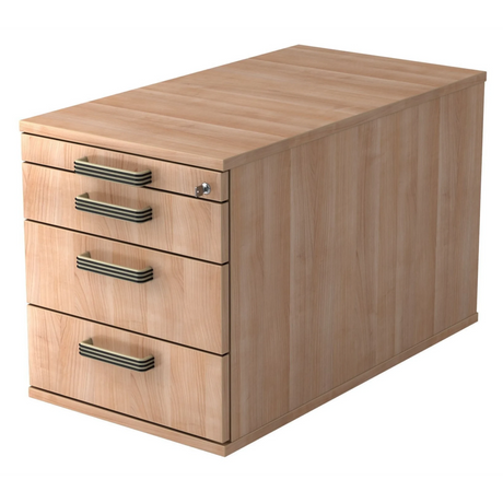 Caisson bureau sur roulettes SIGNA TC30 aspect noyer avec quatre tiroirs et poignées striées de hjh OFFICE PRO