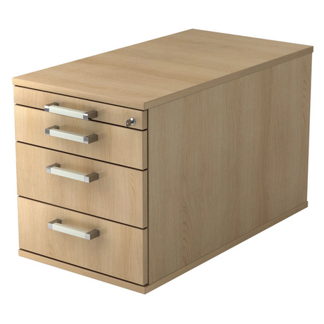 Caisson bureau sur roulettes SIGNA TC30 aspect chêne avec quatre tiroirs et poignées chromées de hjh OFFICE PRO