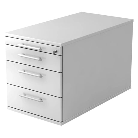 Caisson bureau sur roulettes SIGNA TC30 blanc en plastique avec quatre tiroirs et poignées tubulaires de hjh OFFICE PRO