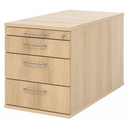 Caisson bureau sur roulettes SIGNA TC30 aspect chêne avec quatre tiroirs et poignées incurvées argentées de hjh OFFICE PRO