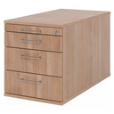 Caisson bureau sur roulettes SIGNA TC30 aspect noyer avec quatre tiroirs et poignées en métal de hjh OFFICE PRO