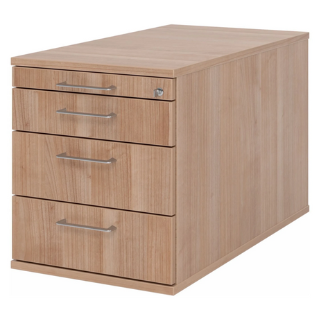 Caisson bureau sur roulettes SIGNA TC30 aspect noyer avec quatre tiroirs et poignées en métal de hjh OFFICE PRO