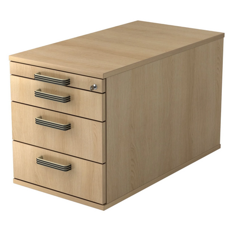 Caisson bureau sur roulettes SIGNA TC30 effet chêne avec quatre tiroirs et poignées rainurées de hjh OFFICE PRO