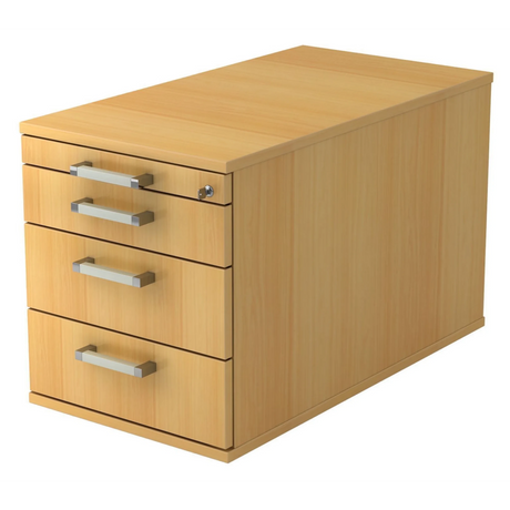 Caisson bureau sur roulettes SIGNA TC30 aspect hêtre avec quatre tiroirs et poignées chromées de hjh OFFICE PRO