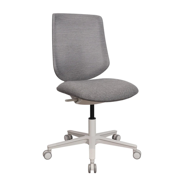 Siège de bureau à domicile Sitflex Lady avec revêtement en tissu gris et pied en étoile blanc à roulettes de hjh OFFICE