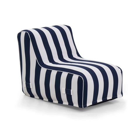 Canapé Gonflable Sitzolo Air avec housse à rayures bleues et blanches et dossier bas de hjh LIVING
