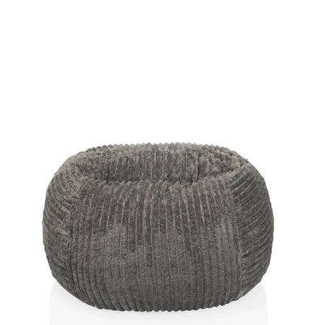 Pouf Sitzolo R gris avec structure en tissu côtelé de hjh LIVING