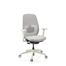 Siège de bureau de qualité professionnelle Skandis en blanc-gris avec dossier en maille et pied à roulettes de hjh OFFICE