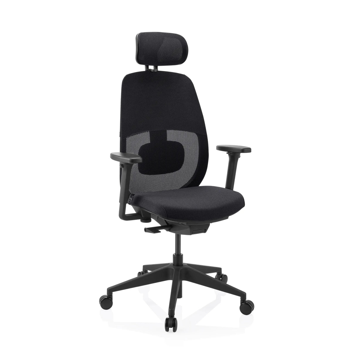 Siège de bureau de qualité professionnelle Skandis Pro en noir avec appui-tête et dossier en maille de hjh OFFICE
