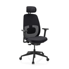 Siège de bureau de qualité professionnelle Skandis Pro en noir avec appui-tête et dossier en maille de hjh OFFICE