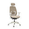 Siège de bureau de qualité professionnelle Skandis Pro en beige avec cadre blanc et appui-tête de hjh OFFICE