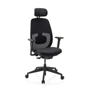 Siège de bureau de qualité professionnelle Skandis Pro en noir avec appui-tête et dossier en maille de hjh OFFICE