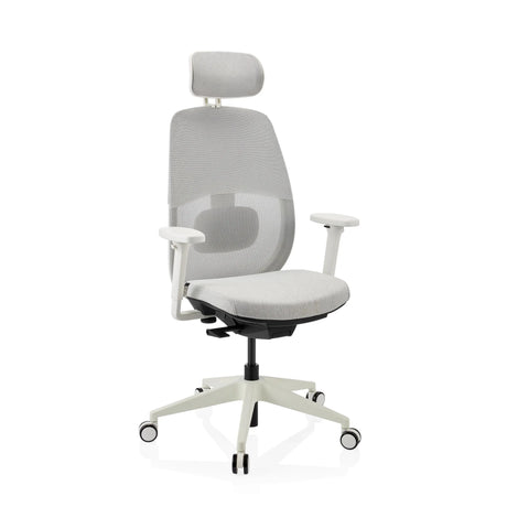 Siège de bureau de qualité professionnelle Skandis Pro en gris avec cadre blanc et appuie-tête de hjh OFFICE