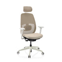 Siège de bureau de qualité professionnelle Skandis Pro en beige avec cadre blanc et appui-tête de hjh OFFICE