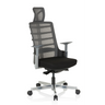 Siège de bureau haut de gamme SKARIF en noir et gris avec dossier en maille et appui-tête de hjh OFFICE