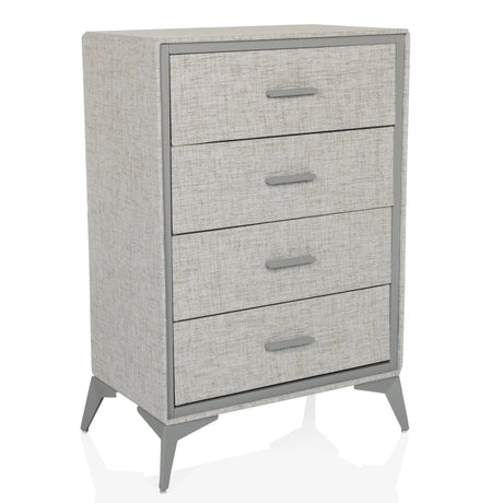 Commode grise SKUFFY avec quatre tiroirs et pieds inclinés de hjh LIVING