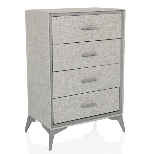 Commode grise SKUFFY avec quatre tiroirs et pieds inclinés de hjh LIVING