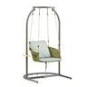 Fauteuil suspendu vert Skylo avec coussin à rayures et structure grise de hjh LIVING