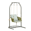 Fauteuil suspendu vert Skylo avec coussin à rayures et structure grise de hjh LIVING