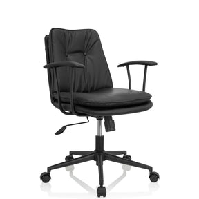 Siège de bureau à domicile SMALLO noir avec revêtement en similicuir et accoudoirs de hjh OFFICE