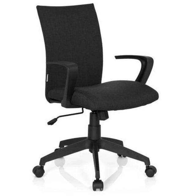 Siège de bureau à domicile SOFT avec revêtement en tissu noir et accoudoirs de hjh OFFICE
