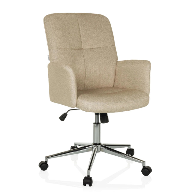 Siège de bureau à domicile SOLAO 400 avec revêtement en tissu beige et pied en étoile brillant à roulettes de hjh OFFICE