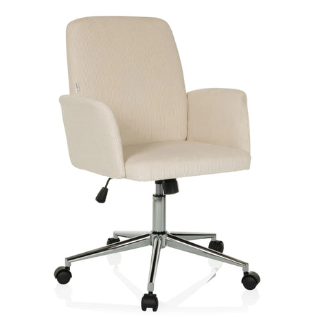 Siège de bureau à domicile SOLAO CORD avec revêtement en velours côtelé beige et pied en étoile brillant de hjh OFFICE