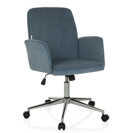 Siège de bureau à domicile SOLAO CORD avec revêtement en velours côtelé bleu gris et piètement étoile brillant de hjh OFFICE