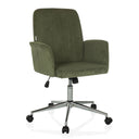 Siège de bureau à domicile SOLAO CORD avec revêtement en velours côtelé vert foncé et piètement en métal brillant de hjh OFFICE