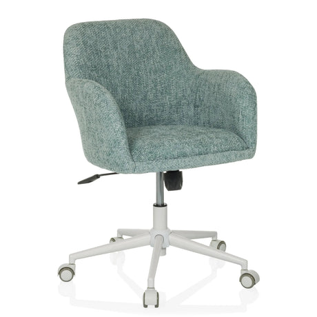 Siège de bureau à domicile SOLAO HOME en menthe avec coque recouverte de tissu et piètement blanc de hjh LIVING
