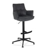 Tabouret de bar SOLAO LIFE HIGH anthracite avec rembourrage, accoudoirs et pied en croix noir de hjh LIVING