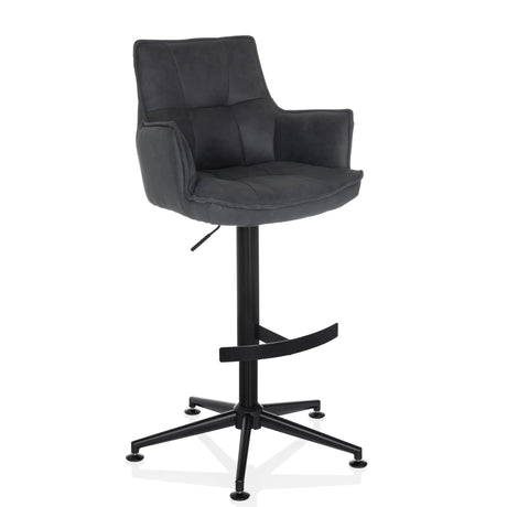 Tabouret de bar SOLAO LIFE HIGH anthracite avec rembourrage, accoudoirs et pied en croix noir de hjh LIVING