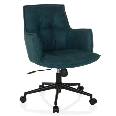 Siège de bureau à domicile SOLAO LIFE avec revêtement en tissu bleu foncé et étoile noire à roulettes de hjh LIVING