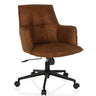 Siège de bureau à domicile SOLAO LIFE avec revêtement en cuir marron et piètement à roulettes noir de hjh LIVING